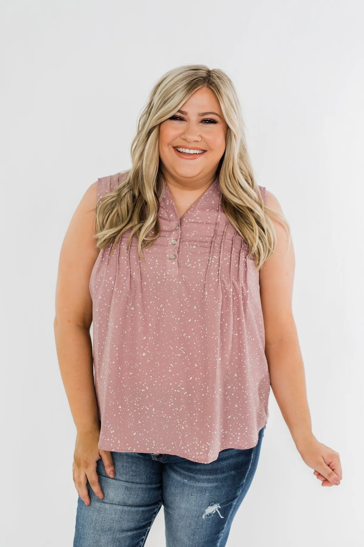 Fond Of You Speckled Sleeveless Blouse- Mauve