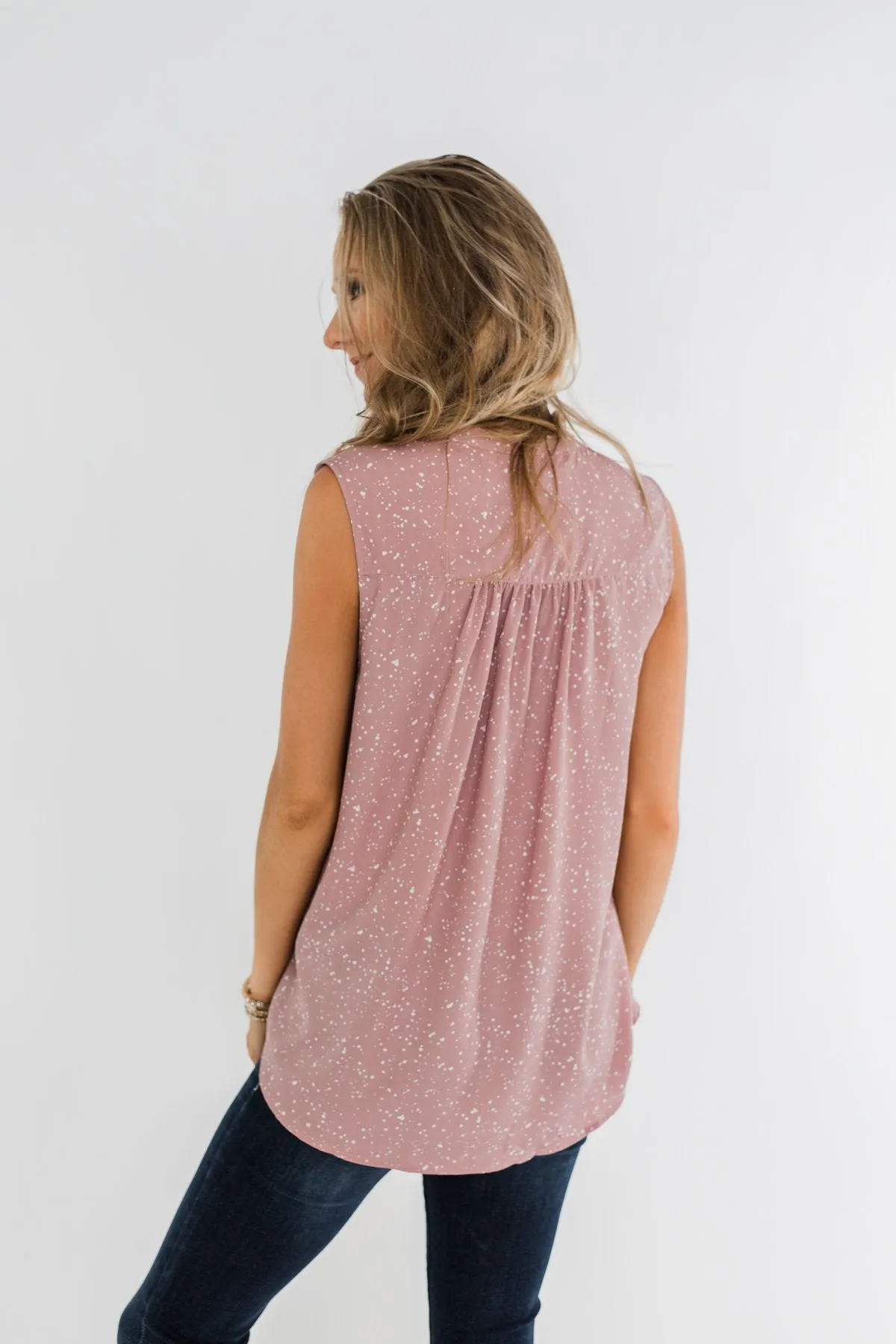 Fond Of You Speckled Sleeveless Blouse- Mauve