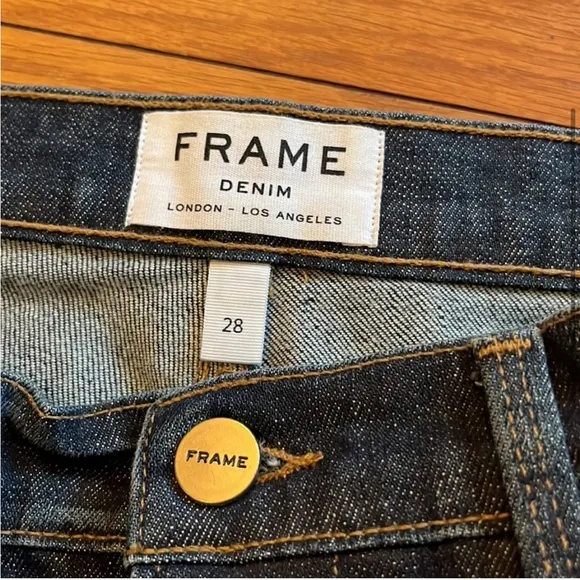 Frame Skirt Womens 28 Blue Raw Hem High Low