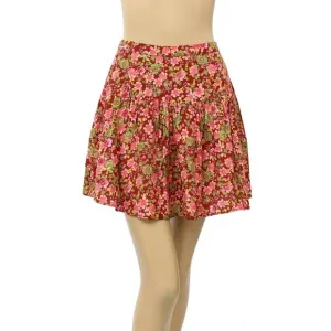 Free People Floral Printed Mini Skirt High Waisted Flared Pocket XS