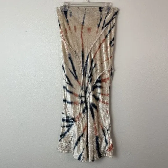 Free People Serious Swagger Velvet Tie Dye Midi Skirt Firework Combo Small