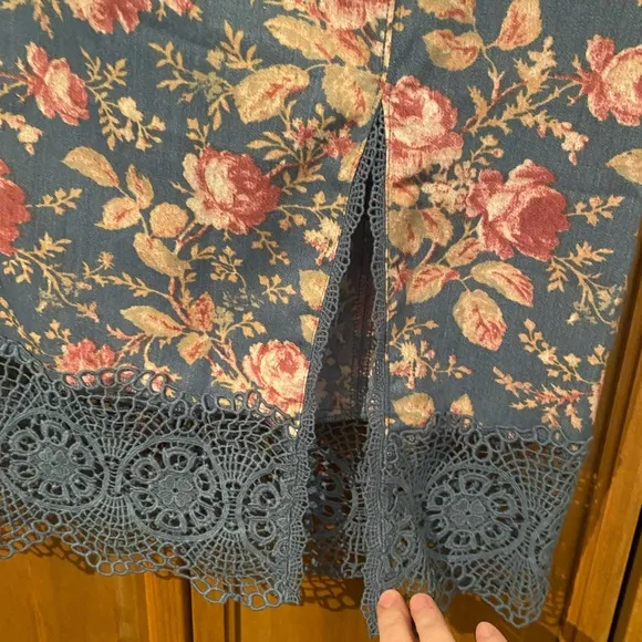 Free People Straight Skirt with Crochet Lace Hem