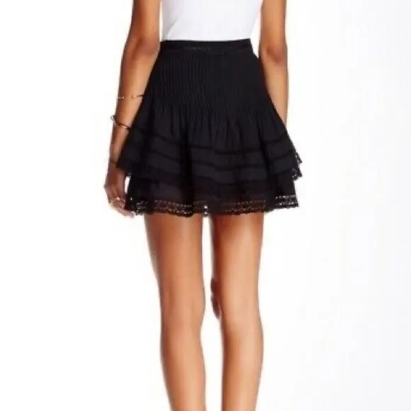 Free People Summer Nights Ruffle LayeredBlack Skirt