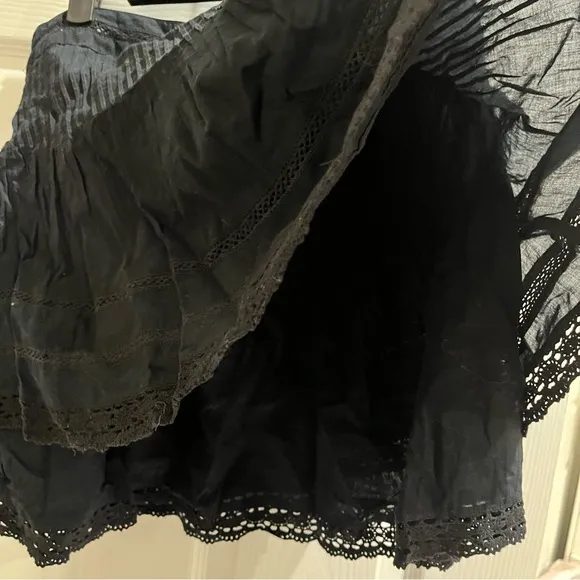 Free People Summer Nights Ruffle LayeredBlack Skirt