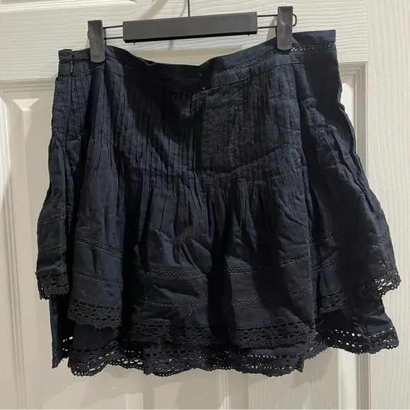 Free People Summer Nights Ruffle LayeredBlack Skirt