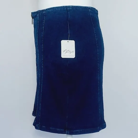 Free People Women's Layla High Waisted Front Zipper Denim Mini Skirt, Size 2