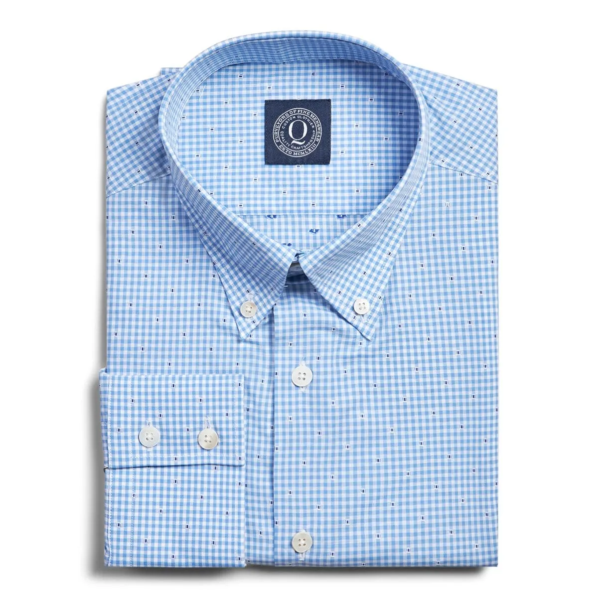 Gingham Pindot Print - Blue