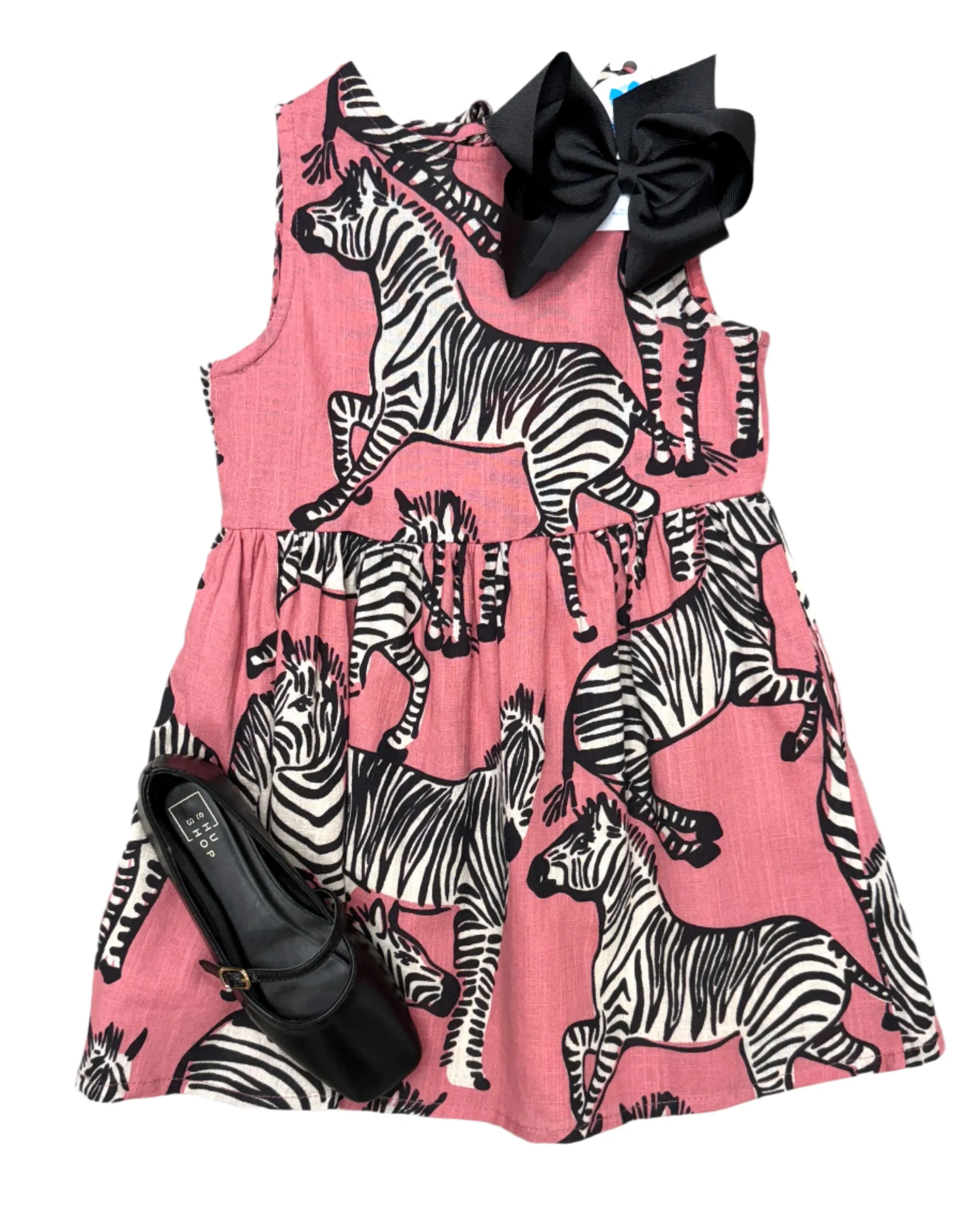 Girls Zebra Dress - Rose