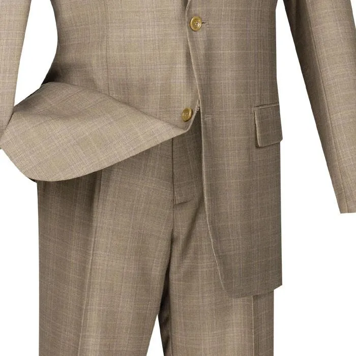 Glen Plaid Dress Suit 2 Piece Regular Fit (Tan) 2RW-1