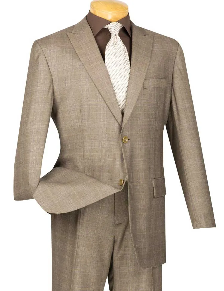 Glen Plaid Dress Suit 2 Piece Regular Fit (Tan) 2RW-1