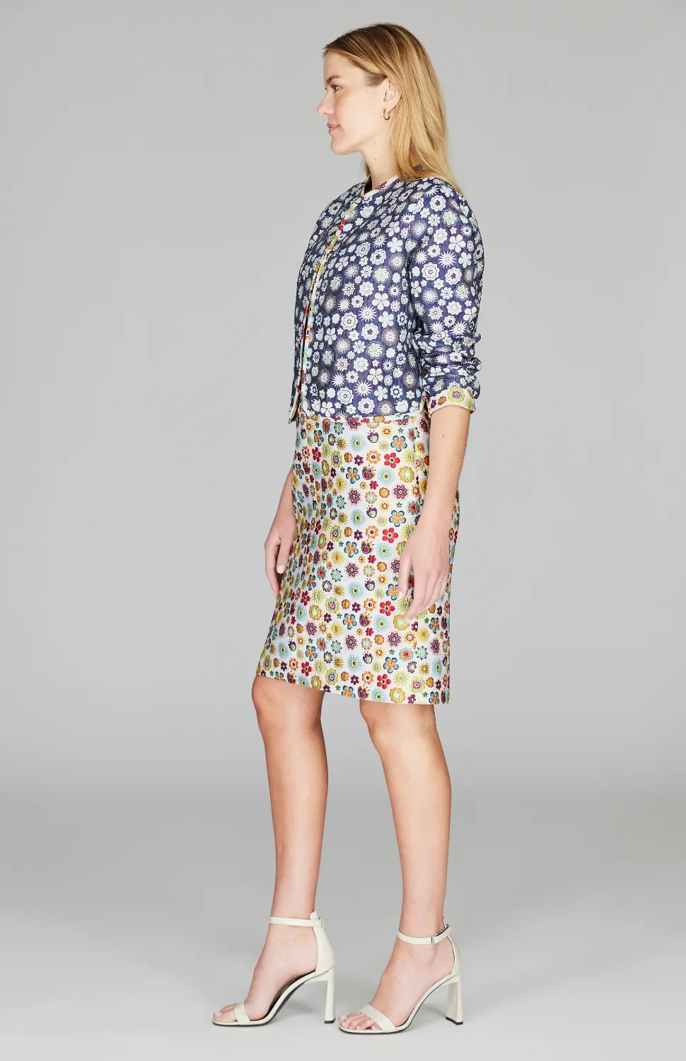 Graphic Flora Reversible Short Jacket w/ Bias