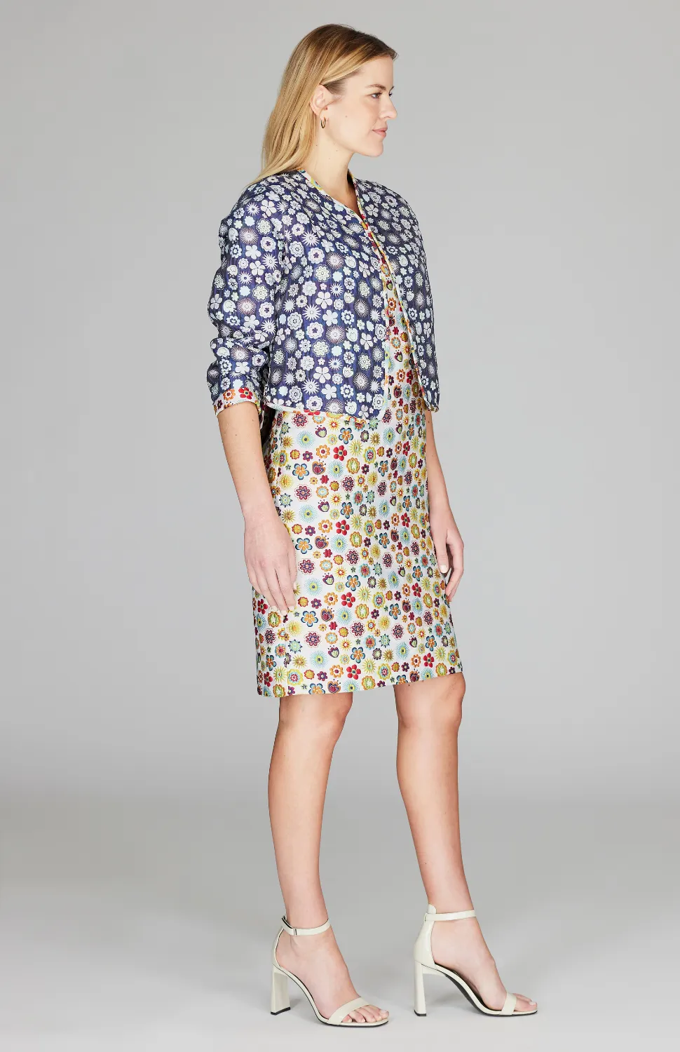 Graphic Flora Reversible Short Jacket w/ Bias