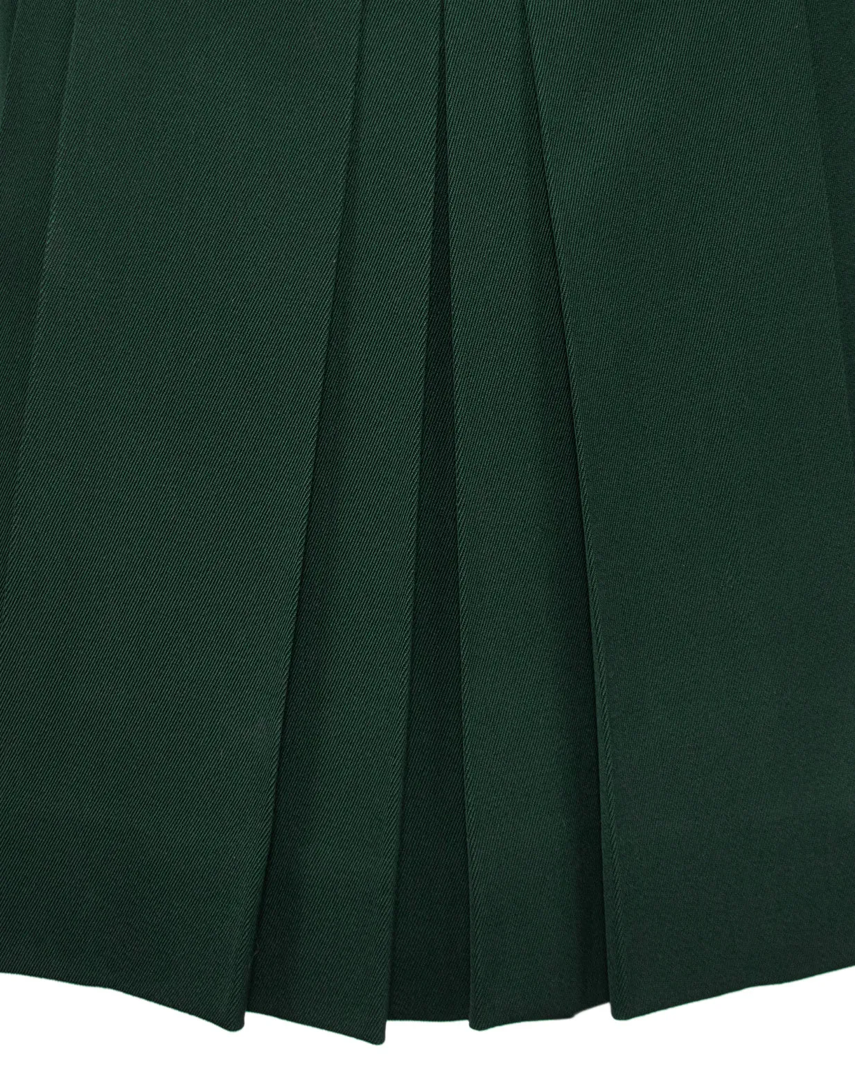Green Wool Cardigan and Gabardine Skirt Ensemble