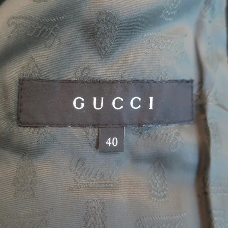 Gucci 2006 Double Breasted Velvet Jacket Dark Green Stretch Cotton Size 40