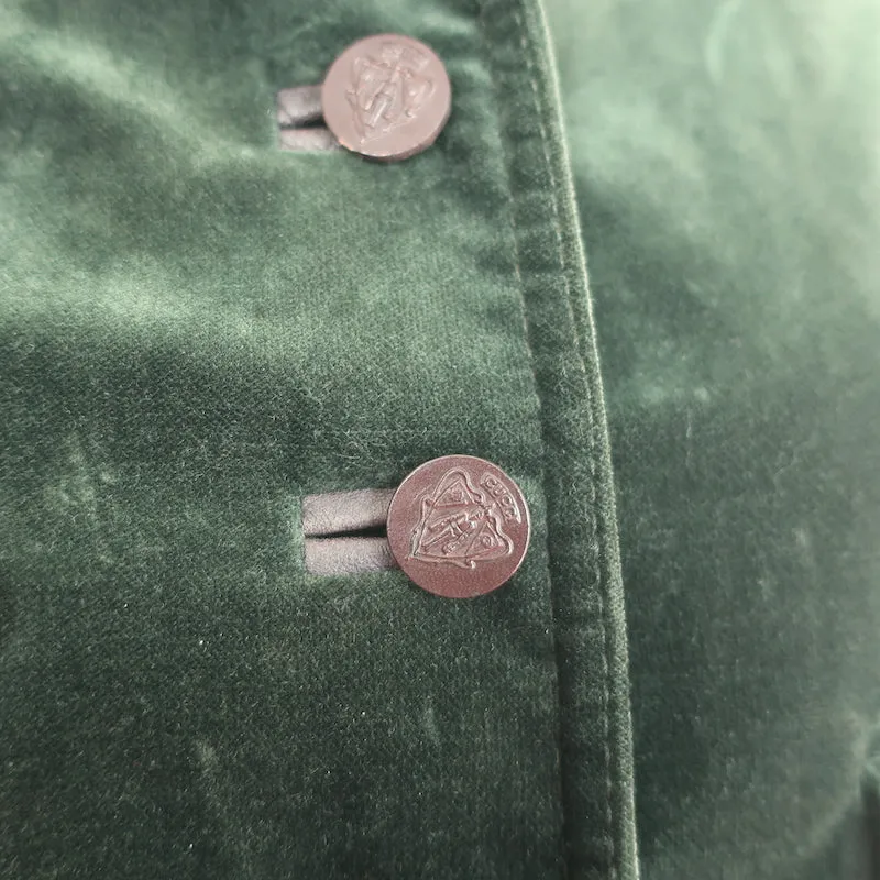 Gucci 2006 Double Breasted Velvet Jacket Dark Green Stretch Cotton Size 40