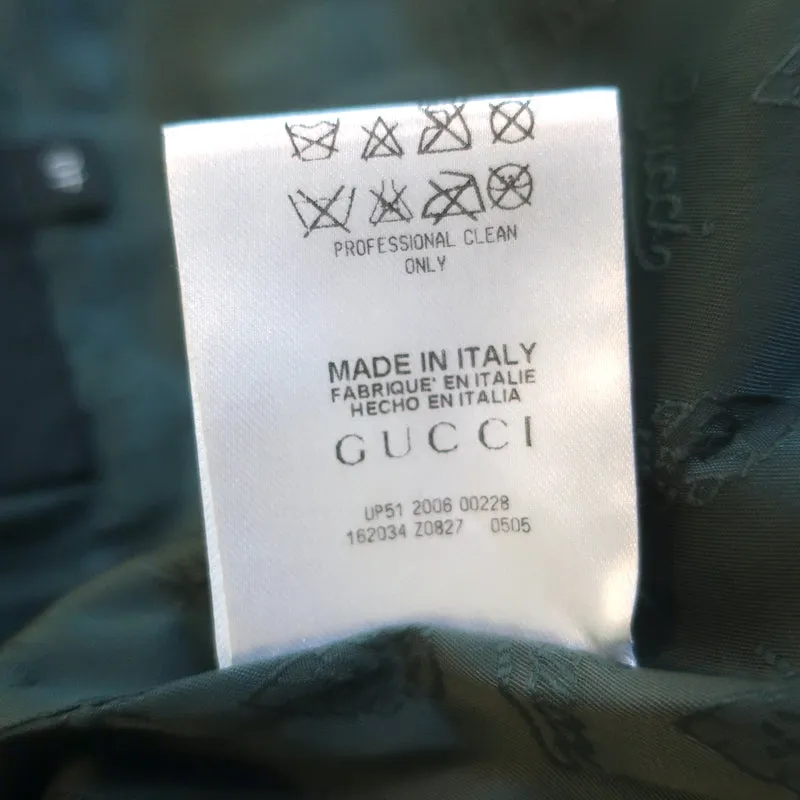 Gucci 2006 Double Breasted Velvet Jacket Dark Green Stretch Cotton Size 40