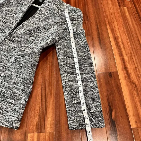 Halogen Nordstrom Black White Tweed Blazer Jacket Minimalist Long Sleeve Sz S