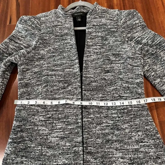Halogen Nordstrom Black White Tweed Blazer Jacket Minimalist Long Sleeve Sz S