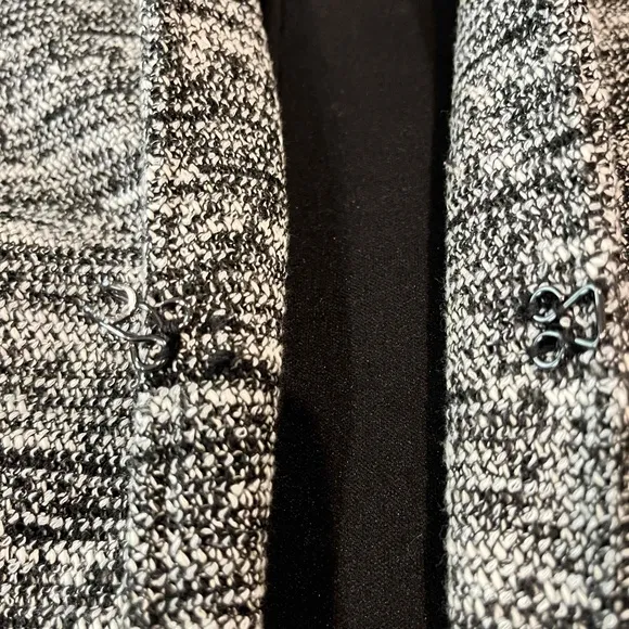 Halogen Nordstrom Black White Tweed Blazer Jacket Minimalist Long Sleeve Sz S