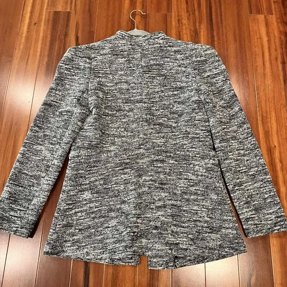 Halogen Nordstrom Black White Tweed Blazer Jacket Minimalist Long Sleeve Sz S