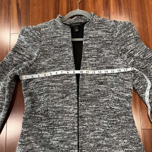 Halogen Nordstrom Black White Tweed Blazer Jacket Minimalist Long Sleeve Sz S