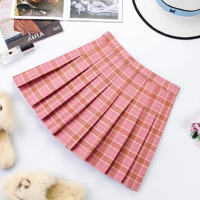 Harajuku School Girl Pleated Plaid Skirt