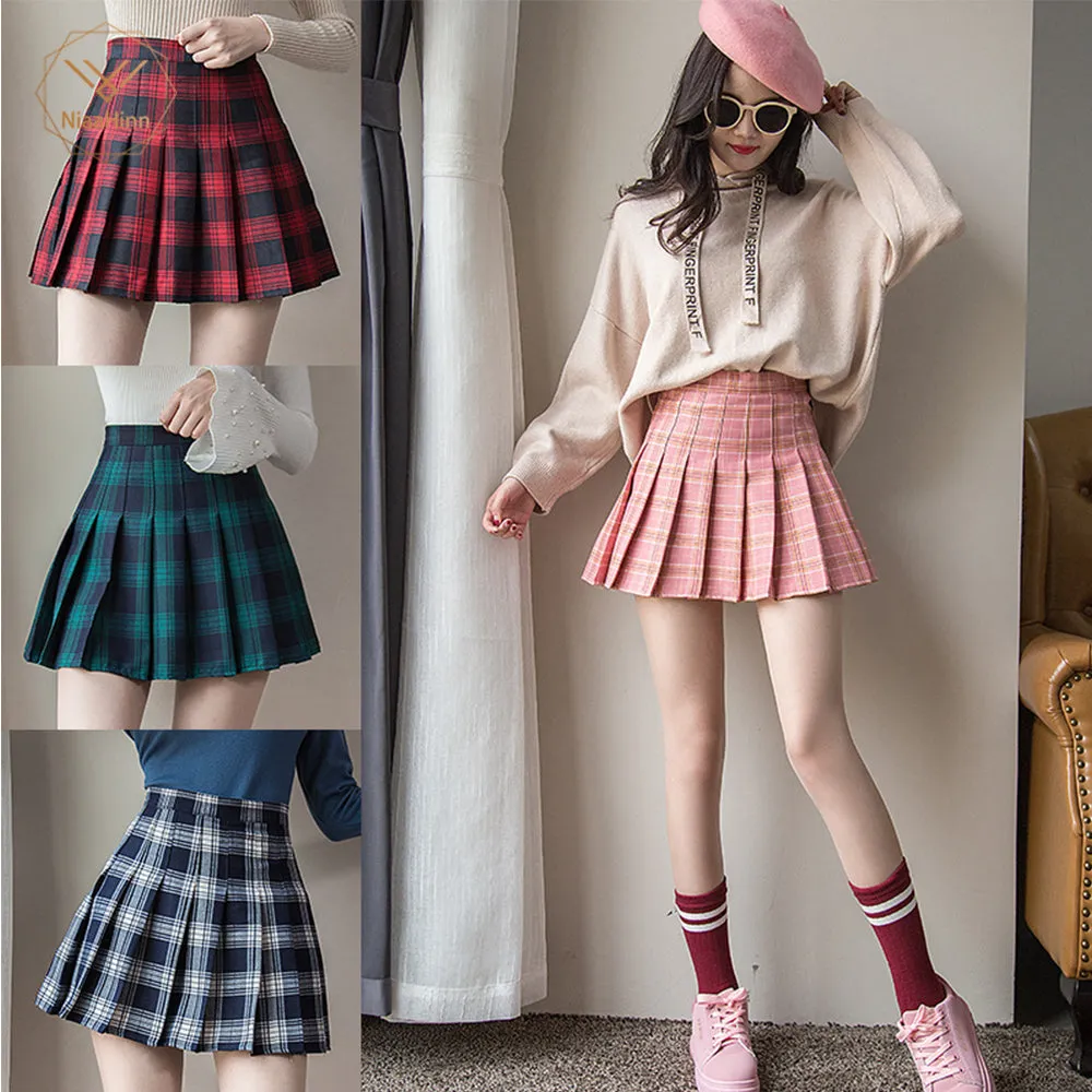 Harajuku School Girl Pleated Plaid Skirt