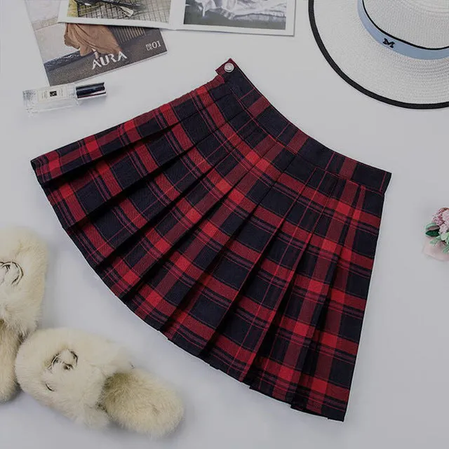 Harajuku School Girl Pleated Plaid Skirt