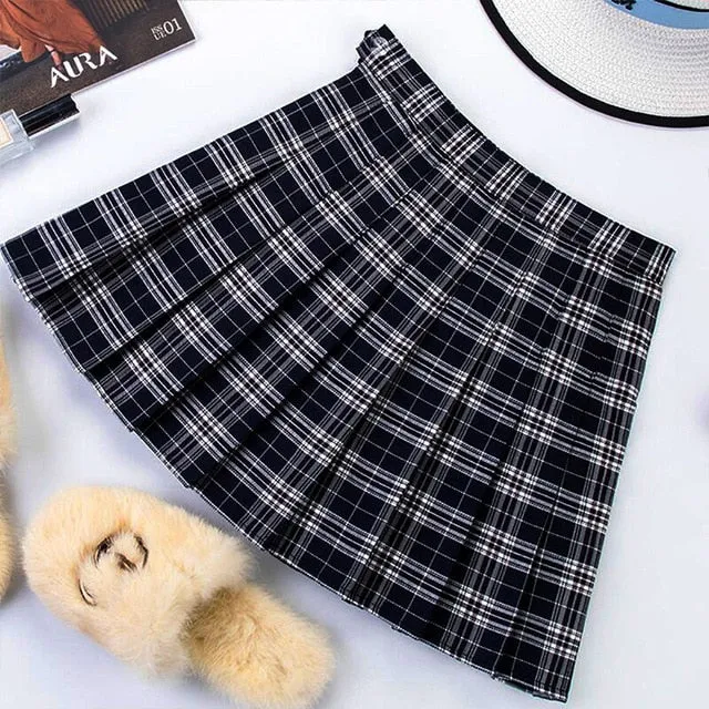 Harajuku School Girl Pleated Plaid Skirt