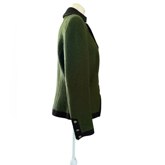 HELEN STRABER Vintage Green Wool Classic Jacket Size 14