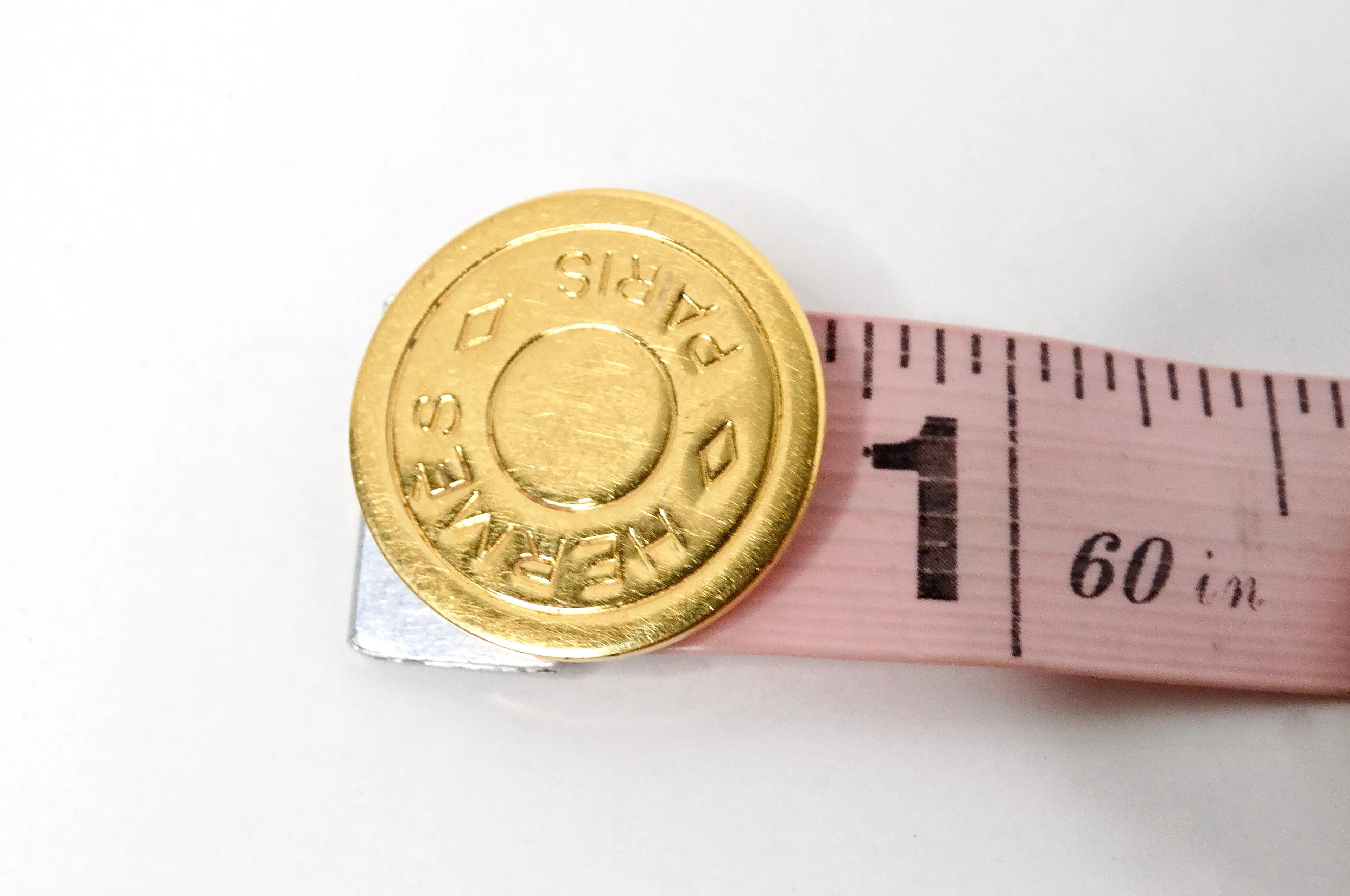 Hermes Paris "Clou de Selle" Gold-Tone Button Motif Clip-On Earrings