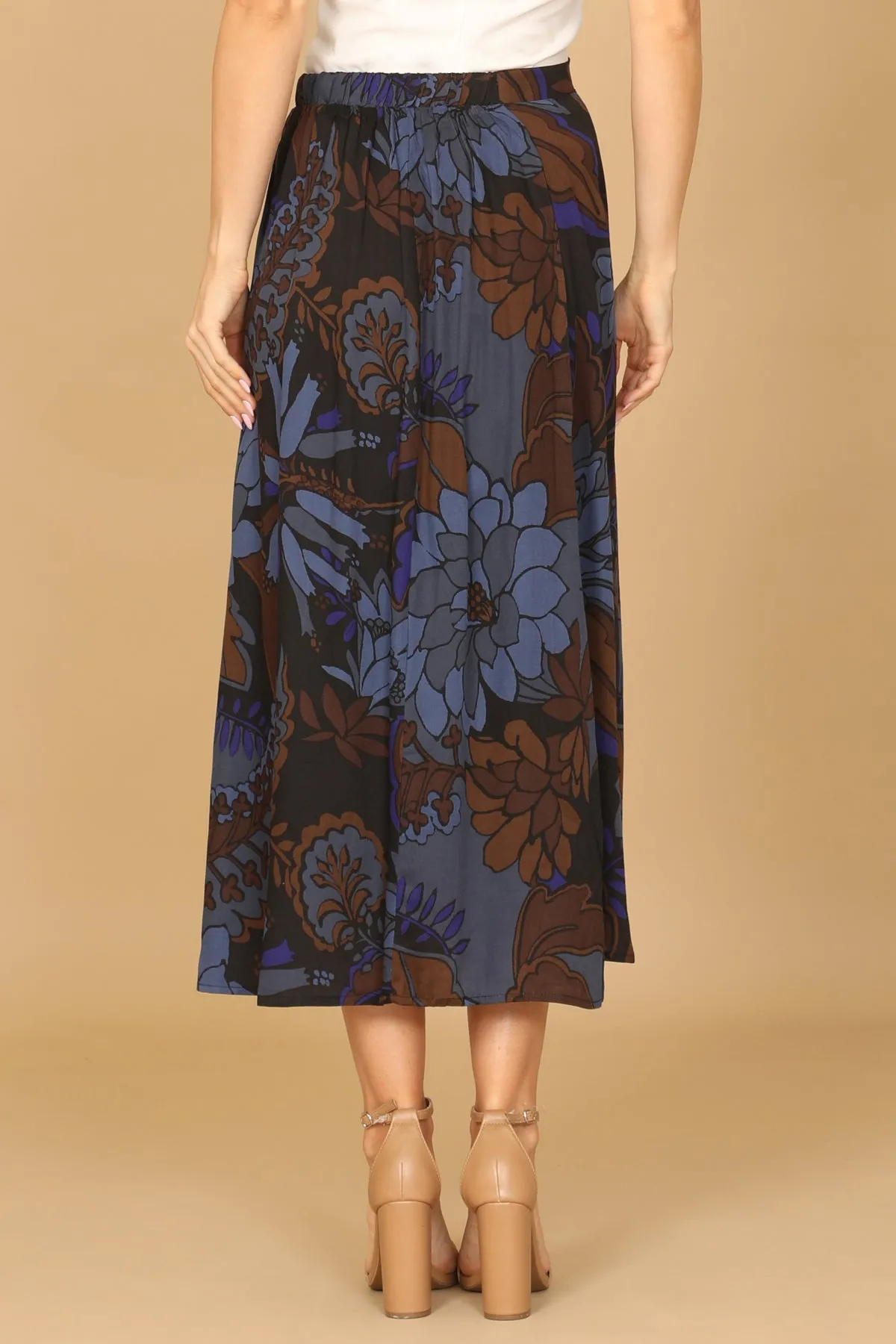 HIGH WAIST FLORAL MIDI SKIRT
