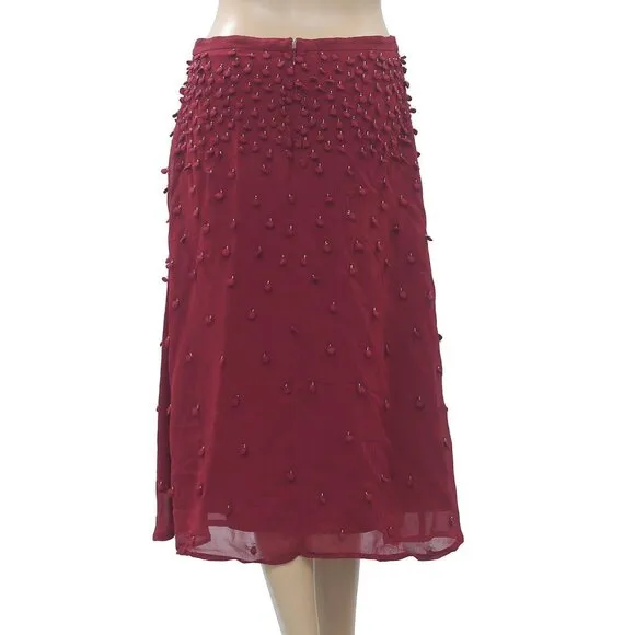 Hoss Intropia Anthropologie Embroidered Beads Skirt High Waisted S-36 NWT