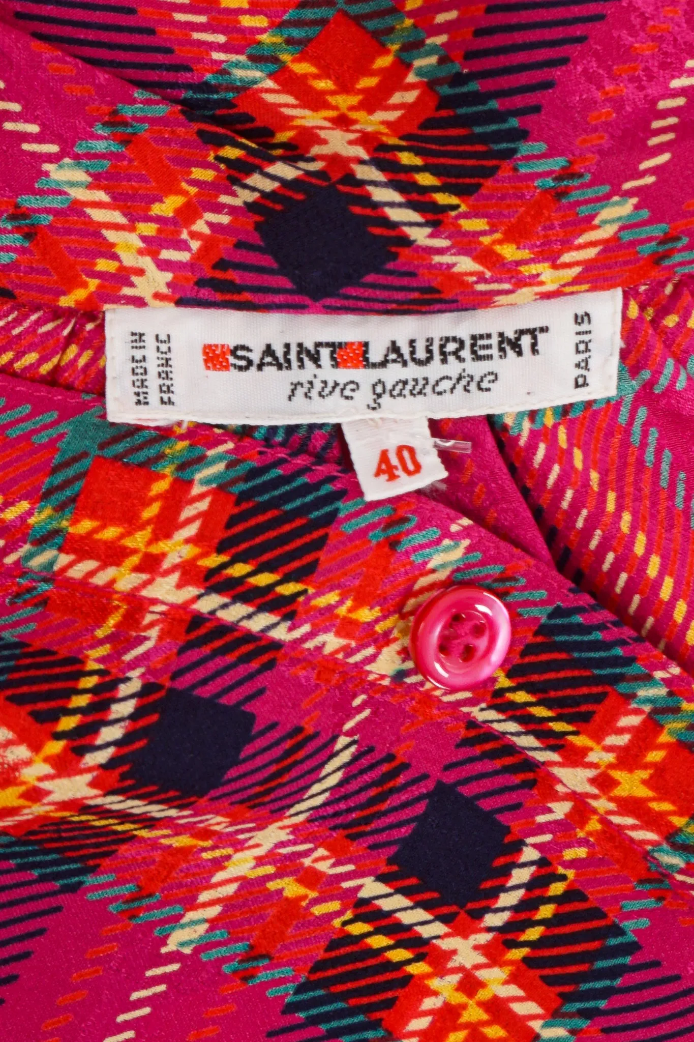 Hot Plaid Silk Bow Blouse