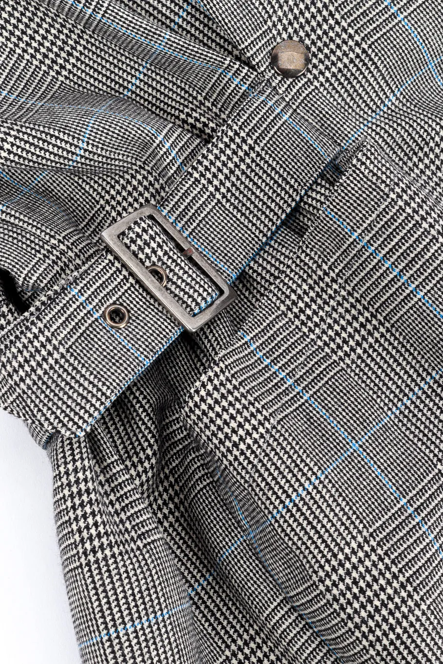Houndstooth Buckle Waist Jacket