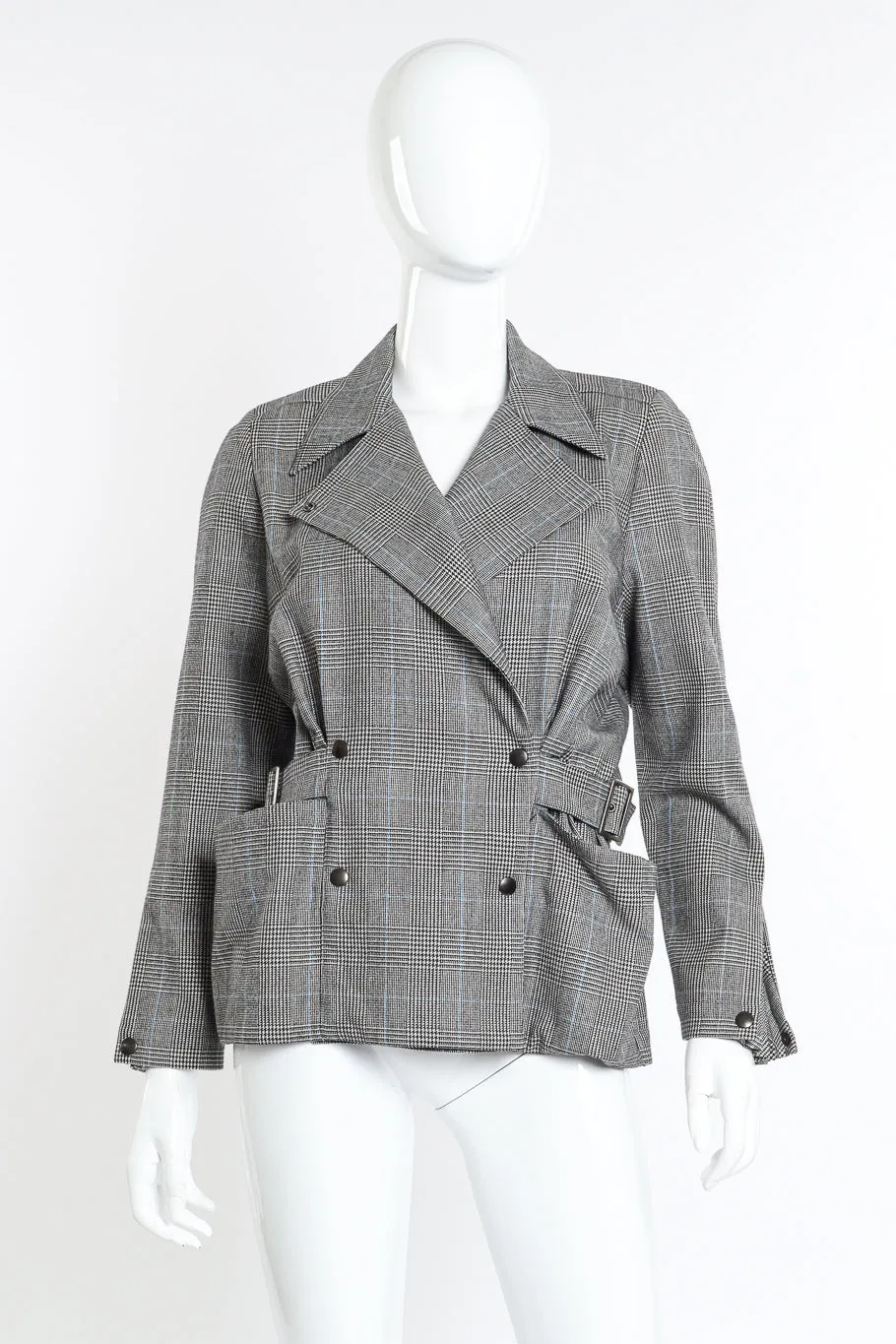 Houndstooth Buckle Waist Jacket