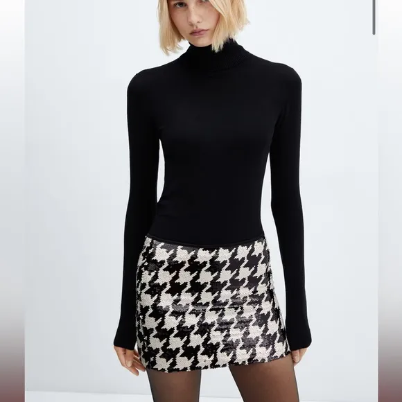 Houndstooth sequined skirt