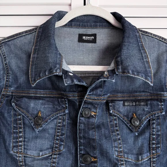 Hudson Signature Jean Jacket Blue Size Large Dark Wash Soft Stretchy