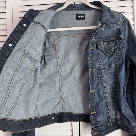 Hudson Signature Jean Jacket Blue Size Large Dark Wash Soft Stretchy