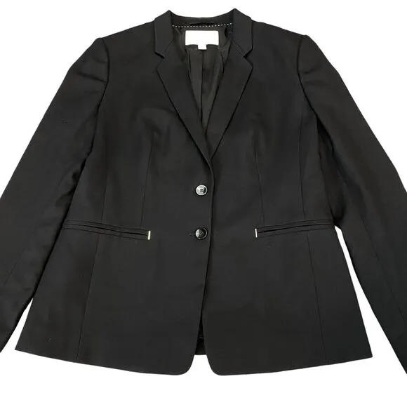 HUGO BOSS Virgin Wool Blazer Jacket Womens 10 Black Long Sleeve Single Breasted