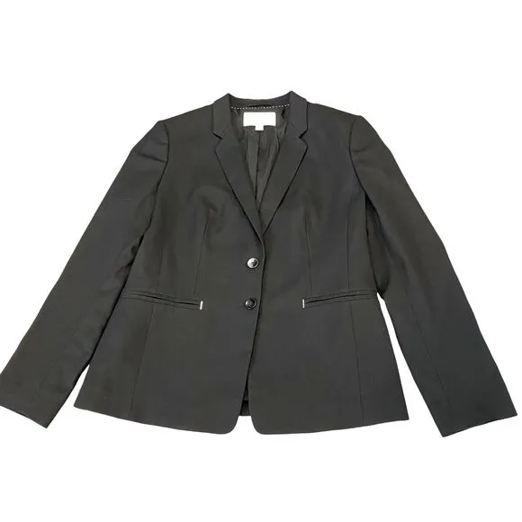 HUGO BOSS Virgin Wool Blazer Jacket Womens 10 Black Long Sleeve Single Breasted