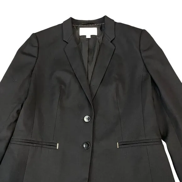 HUGO BOSS Virgin Wool Blazer Jacket Womens 10 Black Long Sleeve Single Breasted