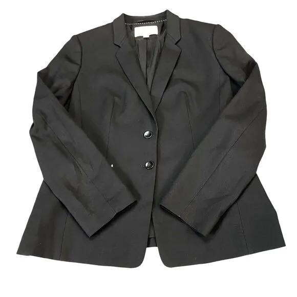 HUGO BOSS Virgin Wool Blazer Jacket Womens 10 Black Long Sleeve Single Breasted