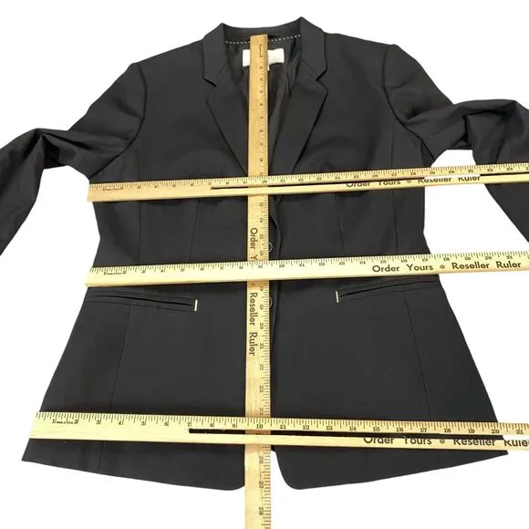 HUGO BOSS Virgin Wool Blazer Jacket Womens 10 Black Long Sleeve Single Breasted