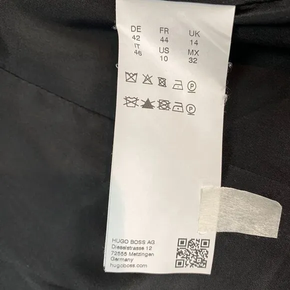 HUGO BOSS Virgin Wool Blazer Jacket Womens 10 Black Long Sleeve Single Breasted