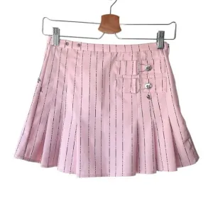 I.AM.GIA Pink Striped Pleated High Waisted Heather Mini Skirt - XS