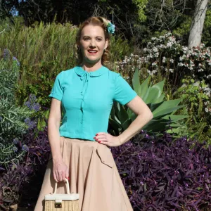 Ingrid Retro Blouse with Peter Pan Collar