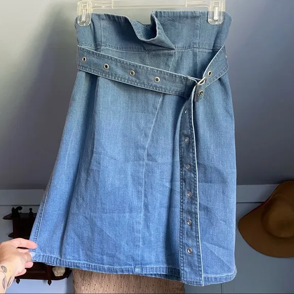 J Brand Tranquil Pleated High Waist Denim Skirt