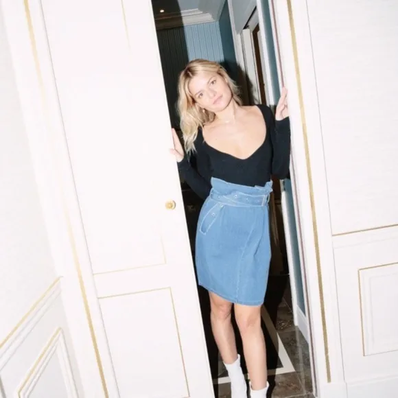J Brand Tranquil Pleated High Waist Denim Skirt
