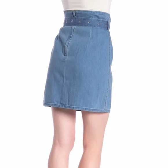 J Brand Tranquil Pleated High Waist Denim Skirt